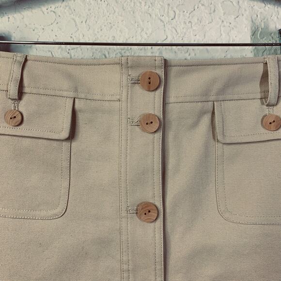 J. MCLAUGHLIN Skirt 6 High Rise A-Line Mini Button Closure Front Pockets Stretch - Picture 3 of 11